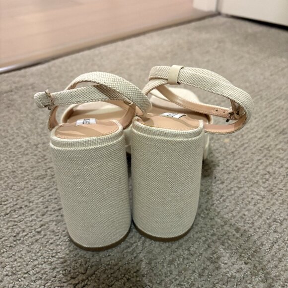 Steve Madden Warped Platform Block Heel Sandal in Tan/Cream Linen 7.5 - Picture 2 of 3